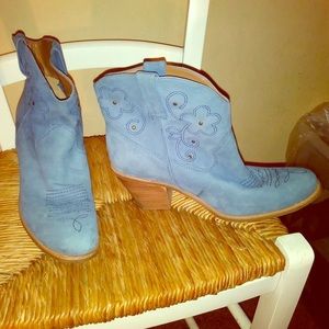 Suede cowboy booties